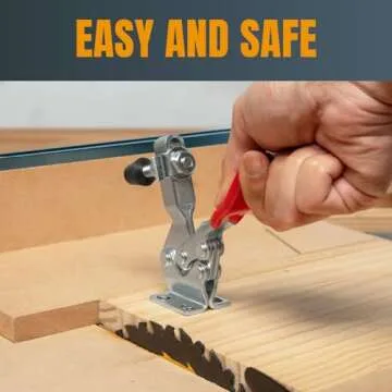 POWERTEC 4PK Toggle Clamp, 500 lbs Holding Capacity, 225D Quick Release Horizontal Clamps w/ Antislip Rubber Pressure Tip for Woodworking Jigs and Fixtures, Welding, Drill Press, Crosscut Sled (20326)