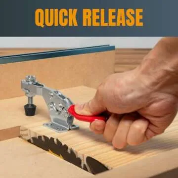 POWERTEC 4PK Toggle Clamp, 500 lbs Holding Capacity, 225D Quick Release Horizontal Clamps w/ Antislip Rubber Pressure Tip for Woodworking Jigs and Fixtures, Welding, Drill Press, Crosscut Sled (20326)