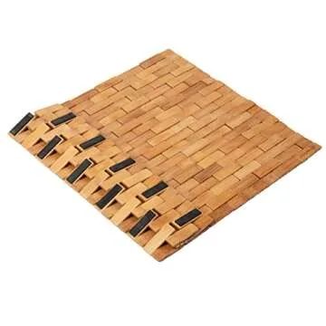 Mind Reader Bath Mat, Shower Mat, Bathtub Mat, Bathroom Accessory, Wood, Rayon from Bamboo, 23.5"L x 16.5"W x 0.4"H, Brown