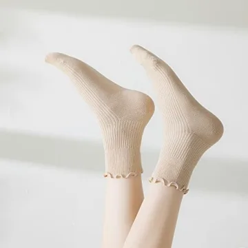 Cute Cotton Ruffle Ankle Socks for Women, 6 Pack