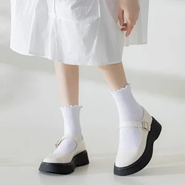 Cute Cotton Ruffle Ankle Socks for Women, 6 Pack