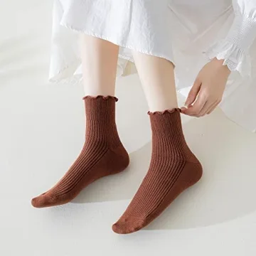Cute Cotton Ruffle Ankle Socks for Women, 6 Pack
