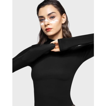 PUMIEY Women's Black Long Sleeve Turtleneck Shirts