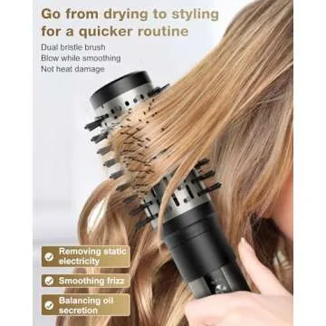 7MAGIC Hair Dryer Brush & 6 in 1 Hair Styler, Silver, 110 Volts, 1200 Watts, Ionic Technology, Fast Drying, Multi Styler for Straight, Wavy, Curly, and Coily Hair