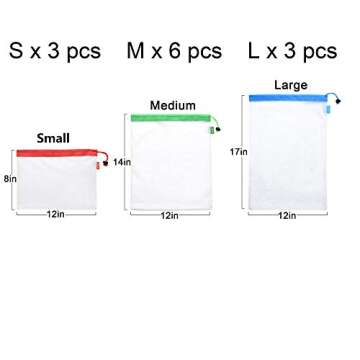 SPIKG Reusable Mesh Produce Bags for Eco-Friendly Shopping