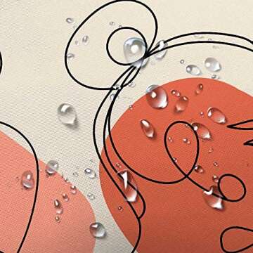 MERCHR Boho Abstract Aesthetic Art Shower Curtain, Minimalist Cute Women Floral Design Beige Fabric Shower Curtains Set for Bathroom, Feminine Restroom Decor Accessories with Hooks 72X 72 Inch