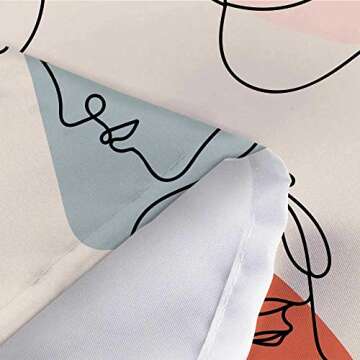 MERCHR Boho Abstract Aesthetic Art Shower Curtain, Minimalist Cute Women Floral Design Beige Fabric Shower Curtains Set for Bathroom, Feminine Restroom Decor Accessories with Hooks 72X 72 Inch