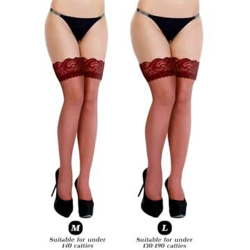 Geyoga Lace Thigh High Stockings - 4 Pair Set for Women