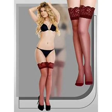Geyoga Lace Thigh High Stockings - 4 Pair Set for Women
