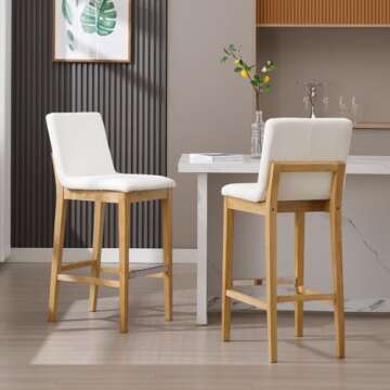 Janoray Mid-Century Wood Bar Stools Set of 2