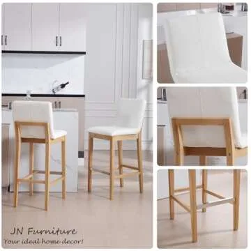 Janoray Mid-Century Wood Bar Stools Set of 2