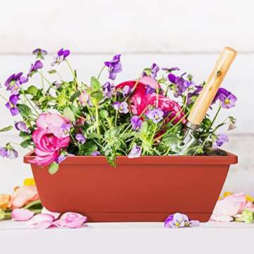 CHUKEMAOYI Window Box Planter, 7 Pack Plastic Vegetable Flower Planters Boxes 17 Inches Rectangular ...