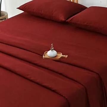 SONORO KATE Bed Sheet Set Super Soft Microfiber 1800 Thread Count Luxury Egyptian Sheets 16-Inch Deep Pocket，Wrinkle and Hypoallergenic-4 Piece (Burgundy, Queen)