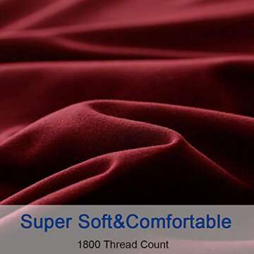SONORO KATE Bed Sheet Set Super Soft Microfiber 1800 Thread Count Luxury Egyptian Sheets 16-Inch Deep Pocket，Wrinkle and Hypoallergenic-4 Piece (Burgundy, Queen)