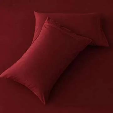 SONORO KATE Bed Sheet Set Super Soft Microfiber 1800 Thread Count Luxury Egyptian Sheets 16-Inch Deep Pocket，Wrinkle and Hypoallergenic-4 Piece (Burgundy, Queen)