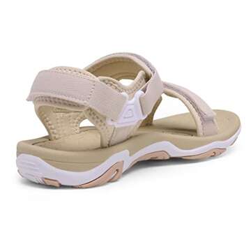 DREAM PAIRS Womens Arch Support Hiking Sandal Sport Outdoor Athletic Comfortable Summer Beach Water Sandals, Beige-8 (Dsa214)