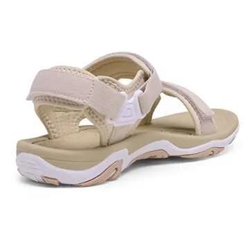 DREAM PAIRS Womens Arch Support Hiking Sandal Sport Outdoor Athletic Comfortable Summer Beach Water Sandals, Beige-8 (Dsa214)