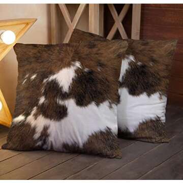 TOMWISH 2 Packs Hidden Zippered Pillowcase Christmas Cowhide Accent Printing 18X18Inch,Decorative Throw Custom Cotton Pillow Case Cushion Cover for Home