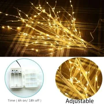 AMARS 2 Pack Pre Lit Lighted White Birch Tree Branches with Timer, Battery Operated Branch Lights, 31 INCH Decorative Sticks Vase Filler for Christmas Party Home Decor