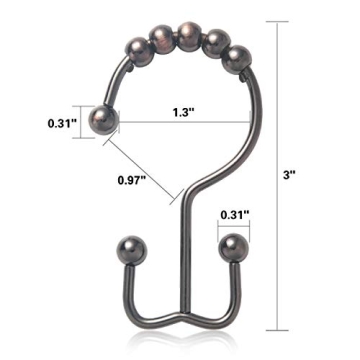 Durable Rust Resistant Shower Curtain Hooks - Set of 12