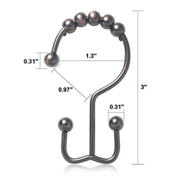 Durable Rust Resistant Shower Curtain Hooks - Set of 12