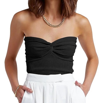 Stylish ANRABESS strapless crop tube top for layering