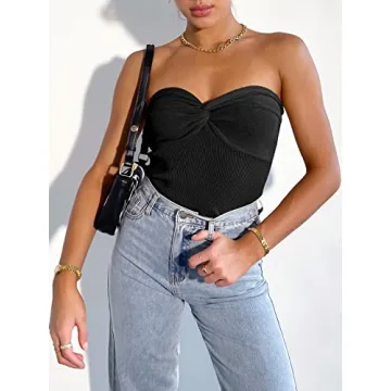 Stylish ANRABESS strapless crop tube top for layering
