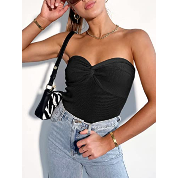 Stylish ANRABESS strapless crop tube top for layering