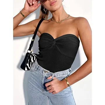 Stylish ANRABESS strapless crop tube top for layering