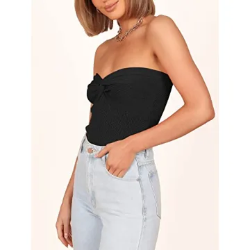 Stylish ANRABESS strapless crop tube top for layering