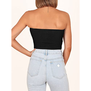 Stylish ANRABESS strapless crop tube top for layering