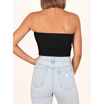 Stylish ANRABESS strapless crop tube top for layering