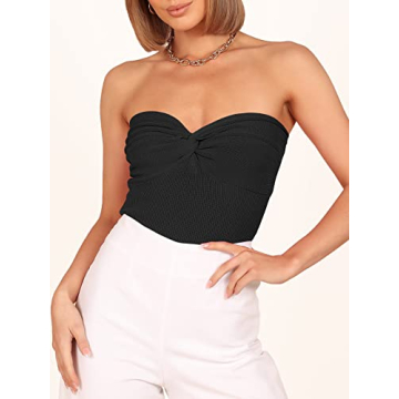 Stylish ANRABESS strapless crop tube top for layering