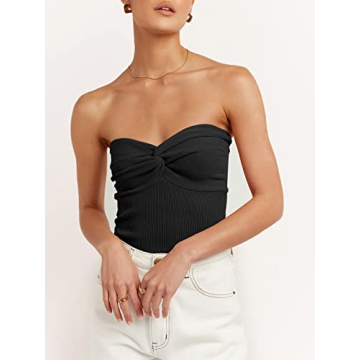 Stylish ANRABESS strapless crop tube top for layering