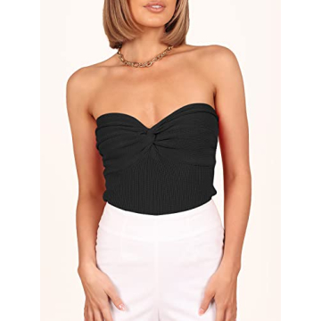 Stylish ANRABESS strapless crop tube top for layering