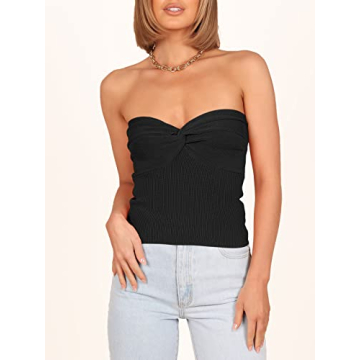 Stylish ANRABESS strapless crop tube top for layering