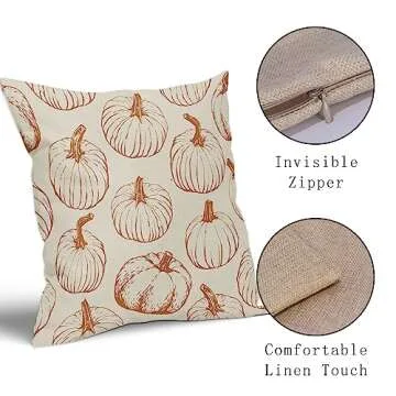 Aytipun Fall Pillow Covers 18x18 Set of 2 Burnt Orange Pumpkin Autumn Thanksgiving Harvest Decorative Throw Pillows Outdoor Cushion Case Sofa Couch Bed Decor
