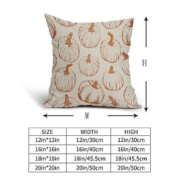 Aytipun Fall Pillow Covers 18x18 Set of 2 Burnt Orange Pumpkin Autumn Thanksgiving Harvest Decorative Throw Pillows Outdoor Cushion Case Sofa Couch Bed Decor