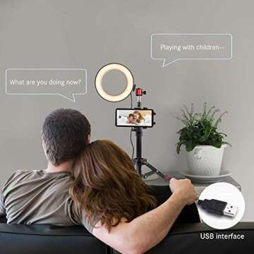 B-Land 5.7” Ring Light with Tripod Stand for YouTube Video and Makeup, Mini LED Camera Light with Cell Phone Holder Desktop LED Lamp with 3 Light Modes & 11 Brightness Level