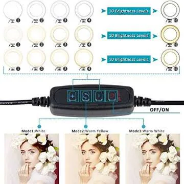 B-Land 5.7” Ring Light with Tripod Stand for YouTube Video and Makeup, Mini LED Camera Light with Cell Phone Holder Desktop LED Lamp with 3 Light Modes & 11 Brightness Level
