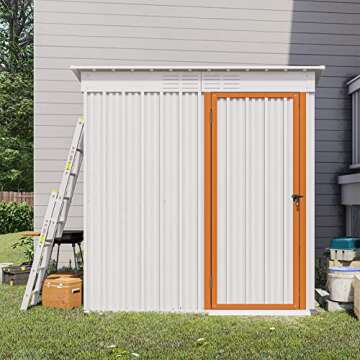 WIILAYOK 5 x 3 FT Outdoor Storage Shed, Galvanized Metal Garden Shed with Lockable Doors, Tool Storage Shed for Patio Lawn Backyard Trash Cans