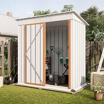 WIILAYOK 5 x 3 FT Outdoor Storage Shed, Galvanized Metal Garden Shed with Lockable Doors, Tool Storage Shed for Patio Lawn Backyard Trash Cans