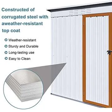 WIILAYOK 5 x 3 FT Outdoor Storage Shed, Galvanized Metal Garden Shed with Lockable Doors, Tool Storage Shed for Patio Lawn Backyard Trash Cans