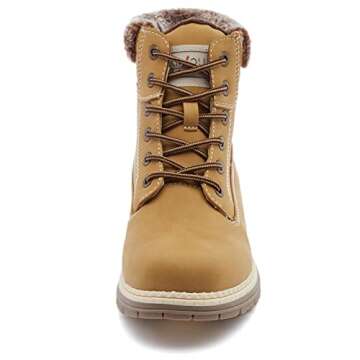 ANJOUFEMME Womens Hiking Snow Winter Boots - Waterproof Work Ankle Boots for Women Comfortable Warm Fur Boots for Backpacking Cycling FNW19-CAMEL-7.5
