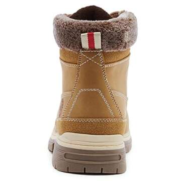 ANJOUFEMME Womens Hiking Snow Winter Boots - Waterproof Work Ankle Boots for Women Comfortable Warm Fur Boots for Backpacking Cycling FNW19-CAMEL-7.5
