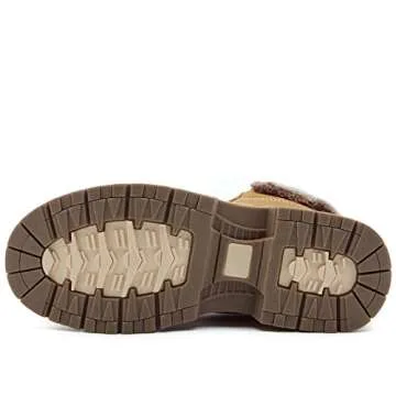 ANJOUFEMME Womens Hiking Snow Winter Boots - Waterproof Work Ankle Boots for Women Comfortable Warm Fur Boots for Backpacking Cycling FNW19-CAMEL-7.5