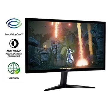 Acer Gaming Monitor 23.6" KG241Q bmiix 1920 x 1080 1ms Response Time AMD FREESYNC Technology (2 x HDMI & VGA Ports),Black