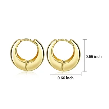 Gold Chunky Hoop Earrings Lightweight Hoops for Women
