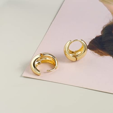 Gold Chunky Hoop Earrings Lightweight Hoops for Women