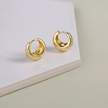 Gold Chunky Hoop Earrings Lightweight Hoops for Women